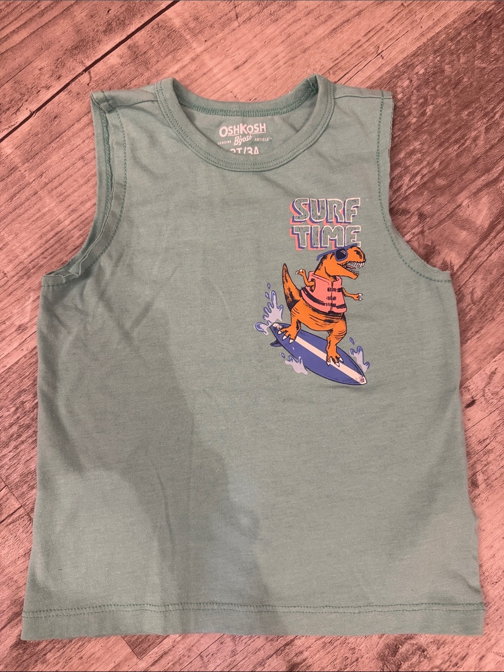 OshKosh B'gosh Sage Green Surf Time Dino Tank Top